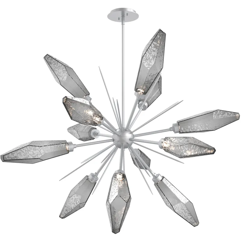 Rock Crystal LED 38.1 inch Classic Silver Chandelier Ceiling Light in Chilled Smoke, 2700K LED, Starburst