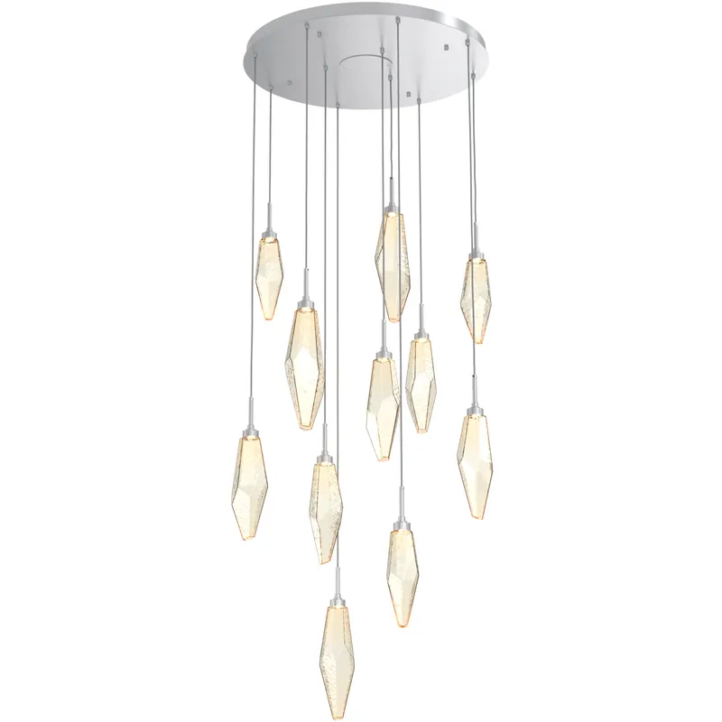 Rock Crystal LED 32.3 inch Classic Silver Chandelier Ceiling Light, Round Multi-Port