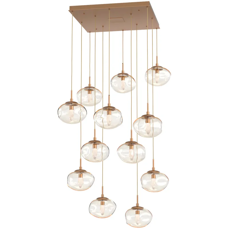 Nova LED LED Novel Brass Chandelier Ceiling Light, Square Multi-Pendant