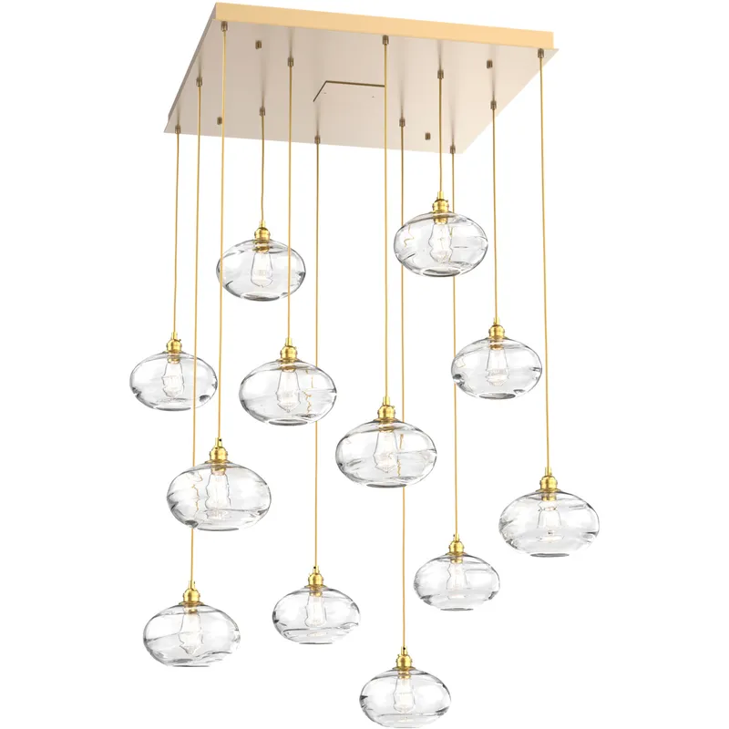 Coppa 12 Light Gilded Brass Chandelier Ceiling Light, Square Multi-Port