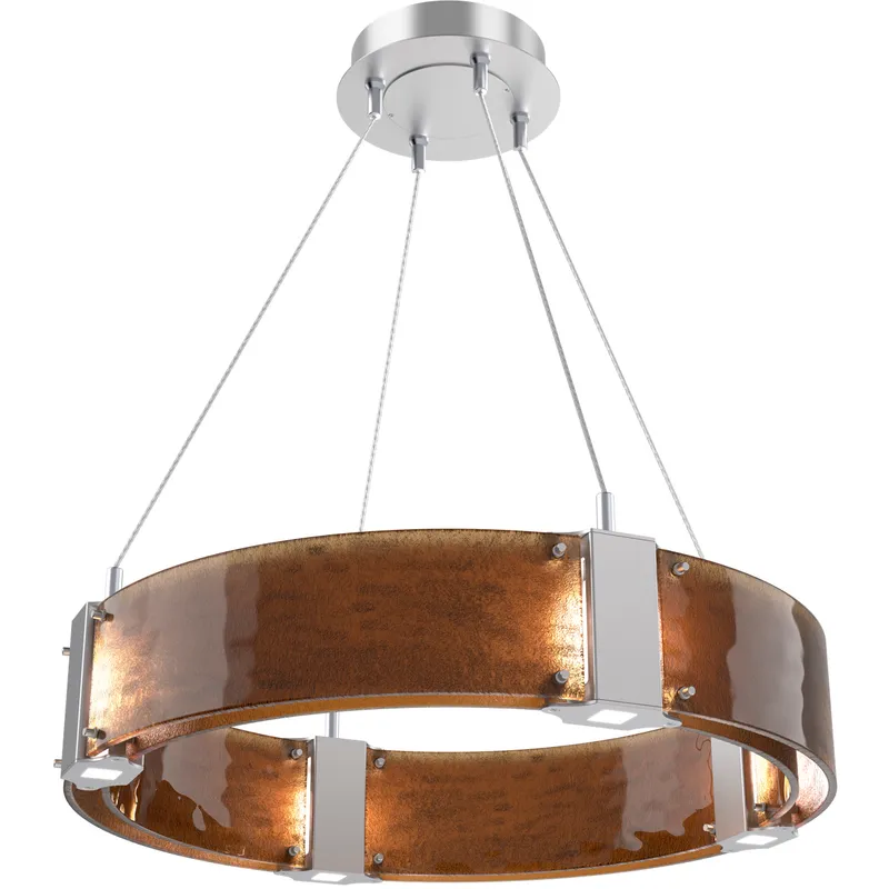 Parallel LED 23.9 inch Classic Silver Chandelier Ceiling Light in 3000K LED, Bronze Granite, Ring