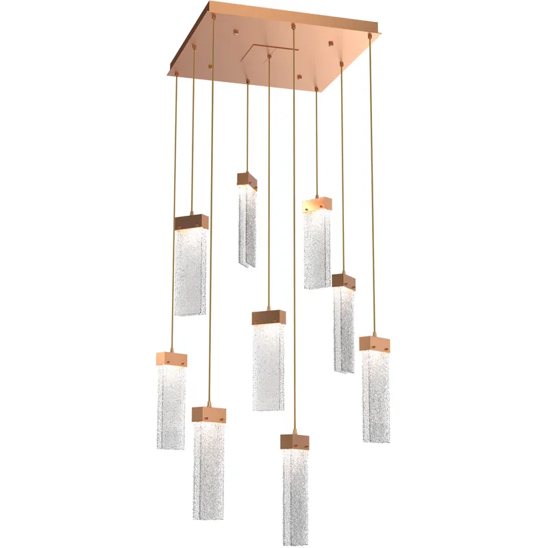 Parallel LED 26 inch Novel Brass Chandelier Ceiling Light in 3000K LED, Clear Rimelight, Square Multi-Port