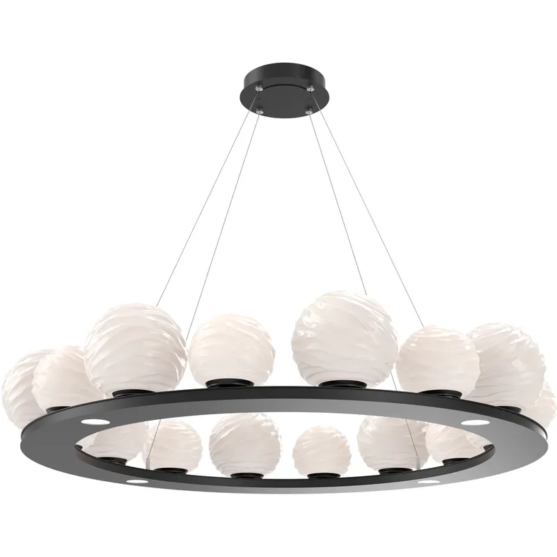 Gaia LED Matte Black Multi-Pendant Ceiling Light in 3000K LED, Opal White