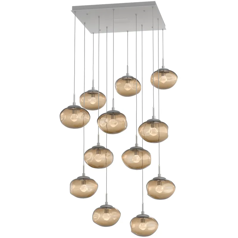 Nova LED LED Classic Silver Chandelier Ceiling Light, Square Multi-Pendant