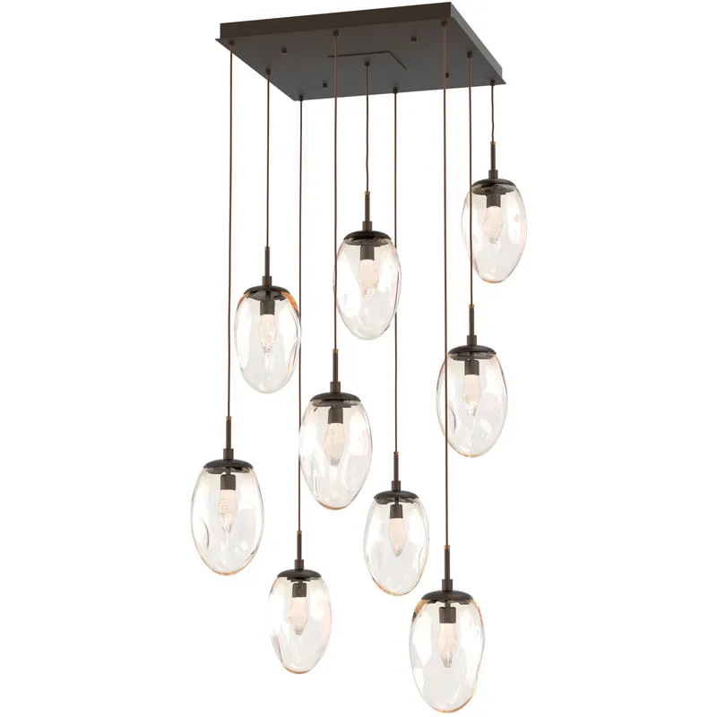 Meteo LED LED Flat Bronze Chandelier Ceiling Light, Square Multi-Port