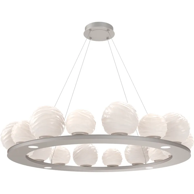 Gaia LED Metallic Beige Silver Multi-Pendant Ceiling Light in 3000K LED, Opal White