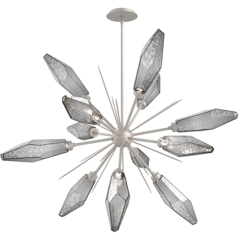 Rock Crystal LED 38.1 inch Beige Silver Chandelier Ceiling Light in 3000K LED, Metallic Beige Silver, Chilled Smoke, Starburst