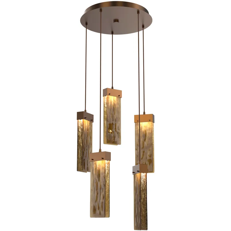 Parallel LED 18.6 inch Flat Bronze Chandelier Ceiling Light in Bronze Granite, 2700K LED, Round Multi-Port