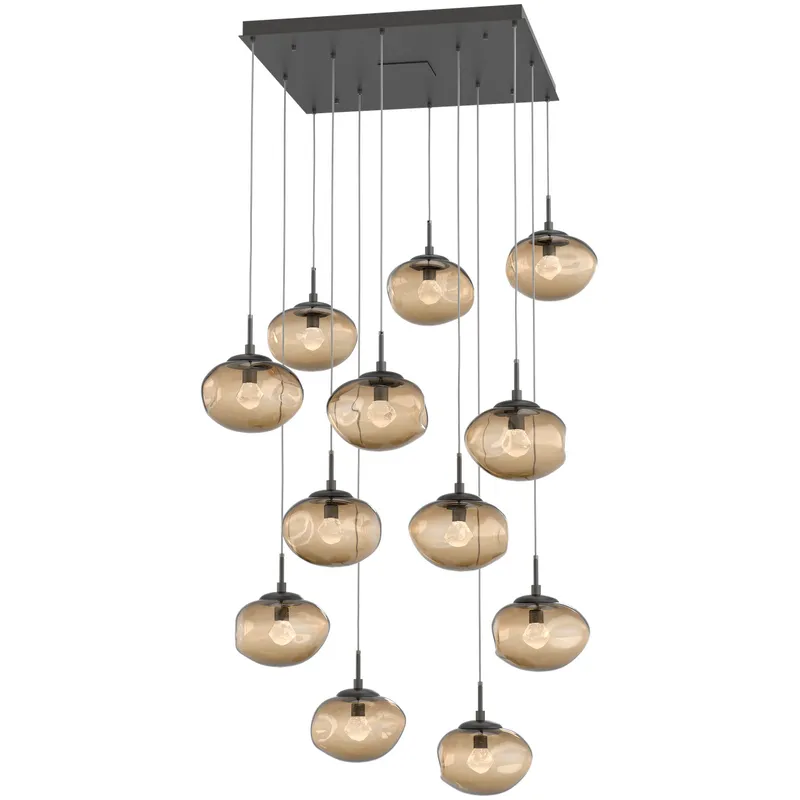 Nova LED LED Graphite Chandelier Ceiling Light, Square Multi-Port