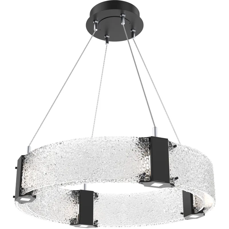 Parallel LED 23.9 inch Matte Black Chandelier Ceiling Light in 3000K LED, Clear Rimelight, Ring