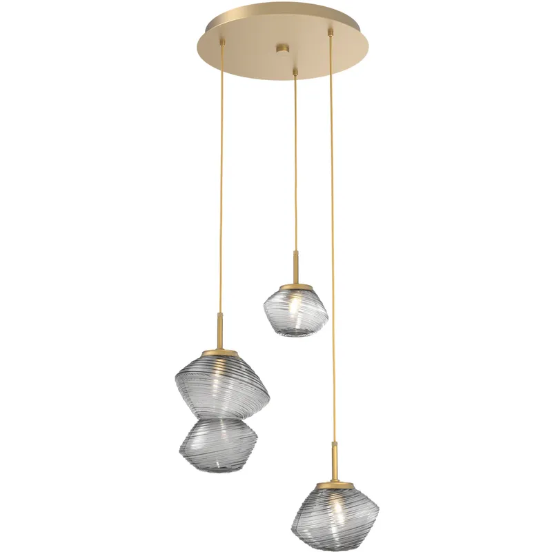 Mesa LED Gilded Brass Chandelier Ceiling Light, Multi-Port Round