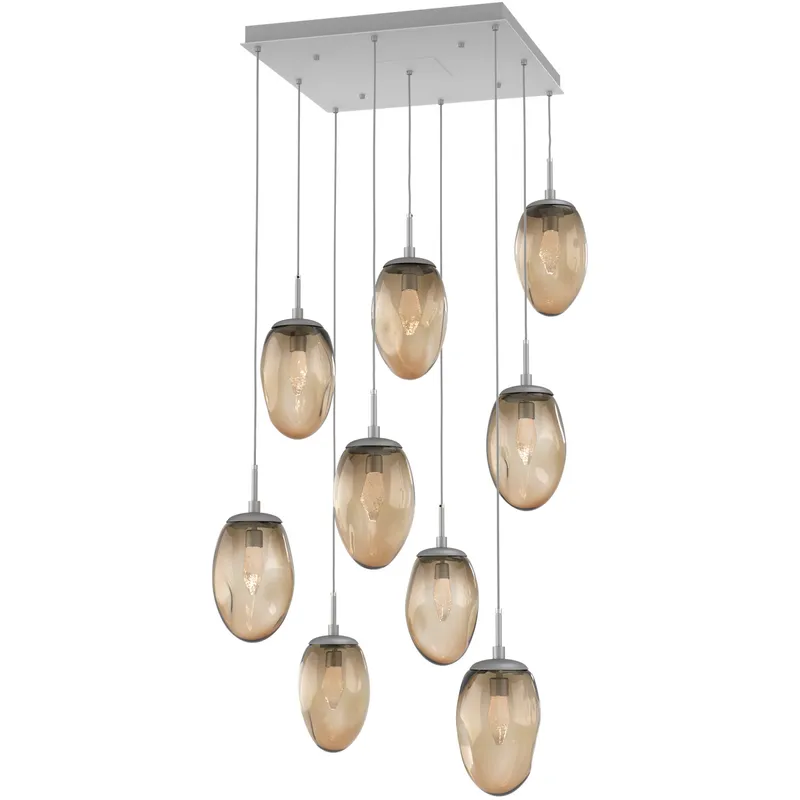 Meteo LED LED Classic Silver Chandelier Ceiling Light, Square Multi-Pendant