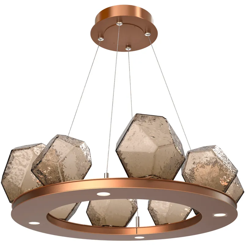 Gem LED 27.4 inch Novel Brass Chandelier Ceiling Light in Bronze, 2700K LED, Ring