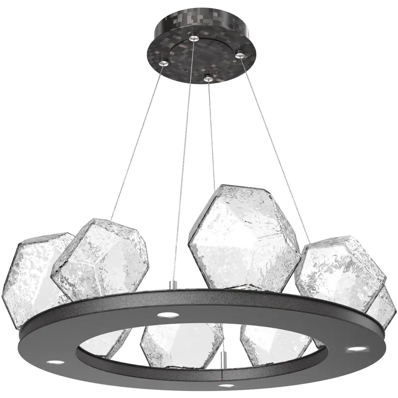 Gem LED 27.4 inch Graphite Chandelier Ceiling Light in Clear, 2700K LED, Ring