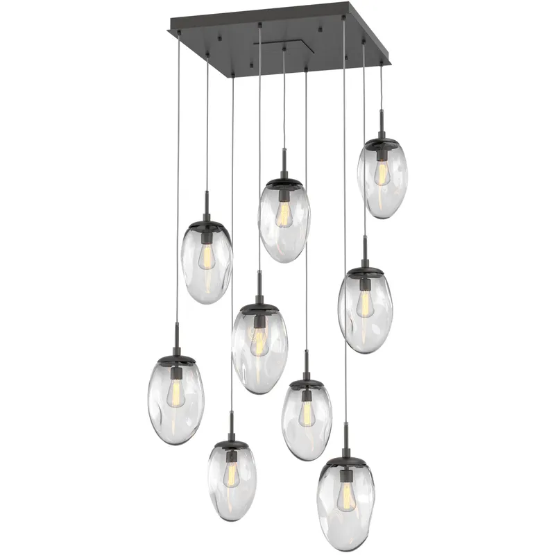 Meteo Incandescent 9 Light Graphite Chandelier Ceiling Light, Square Multi-Port
