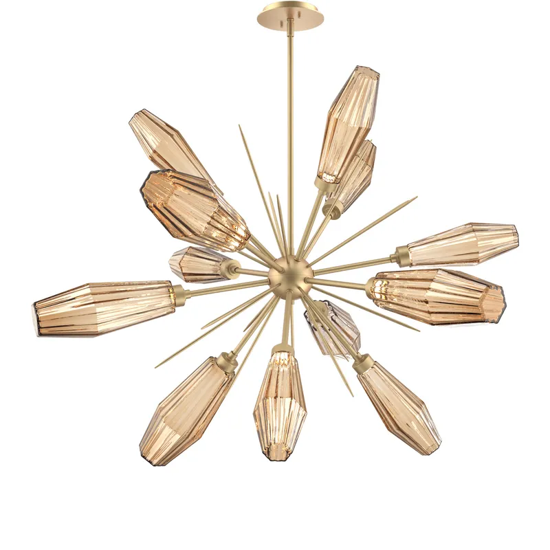 Aalto LED 37.7 inch Gilded Brass Chandelier Ceiling Light in 3000K LED, Optic Rib Bronze, Starburst