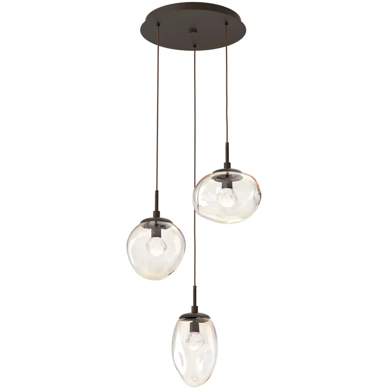 Cosmos LED LED 22.3 inch Flat Bronze Chandelier Ceiling Light in 3000K LED, Clear Zircon Inner with Amber Cosmos Outer, Round Multi-Port