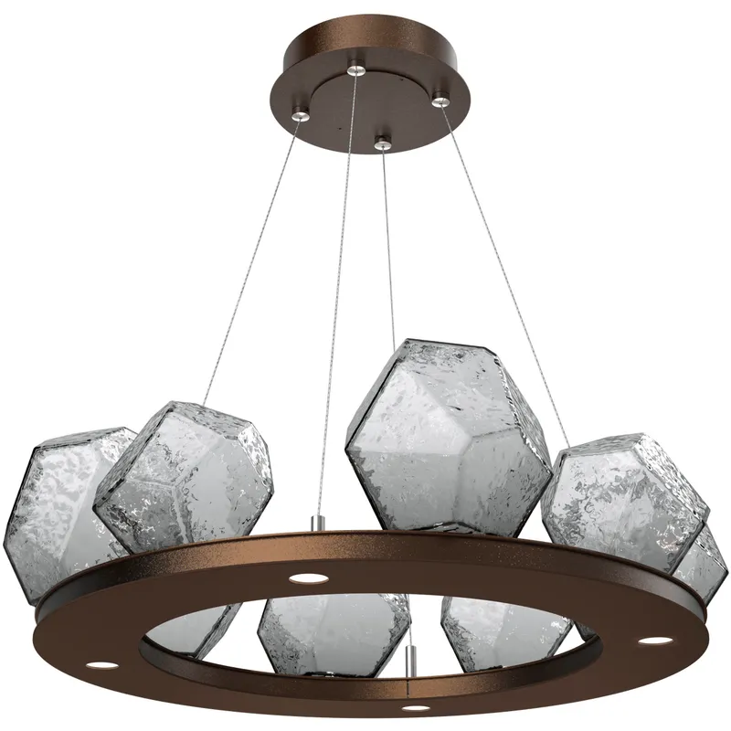Gem LED 27.4 inch Flat Bronze Chandelier Ceiling Light in 3000K LED, Smoke, Ring