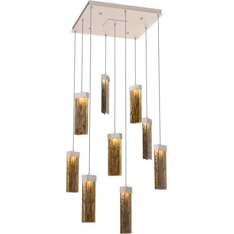 Parallel LED 26 inch Beige Silver Chandelier Ceiling Light in Metallic Beige Silver, Bronze Granite, 2700K LED, Square Multi-Port