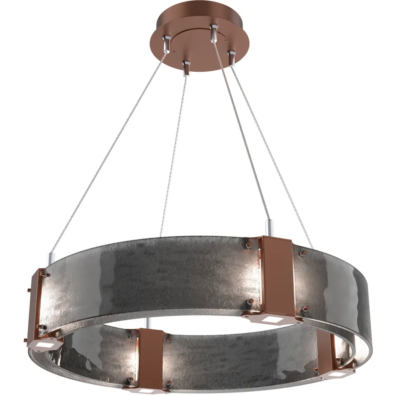 Parallel LED 23.9 inch Burnished Bronze Chandelier Ceiling Light in 3000K LED, Smoke Granite, Ring