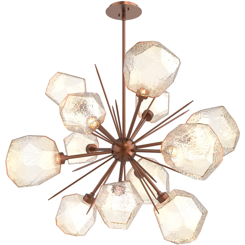 Gem LED 38.4 inch Burnished Bronze Chandelier Ceiling Light in Amber, 2700K LED, Starburst
