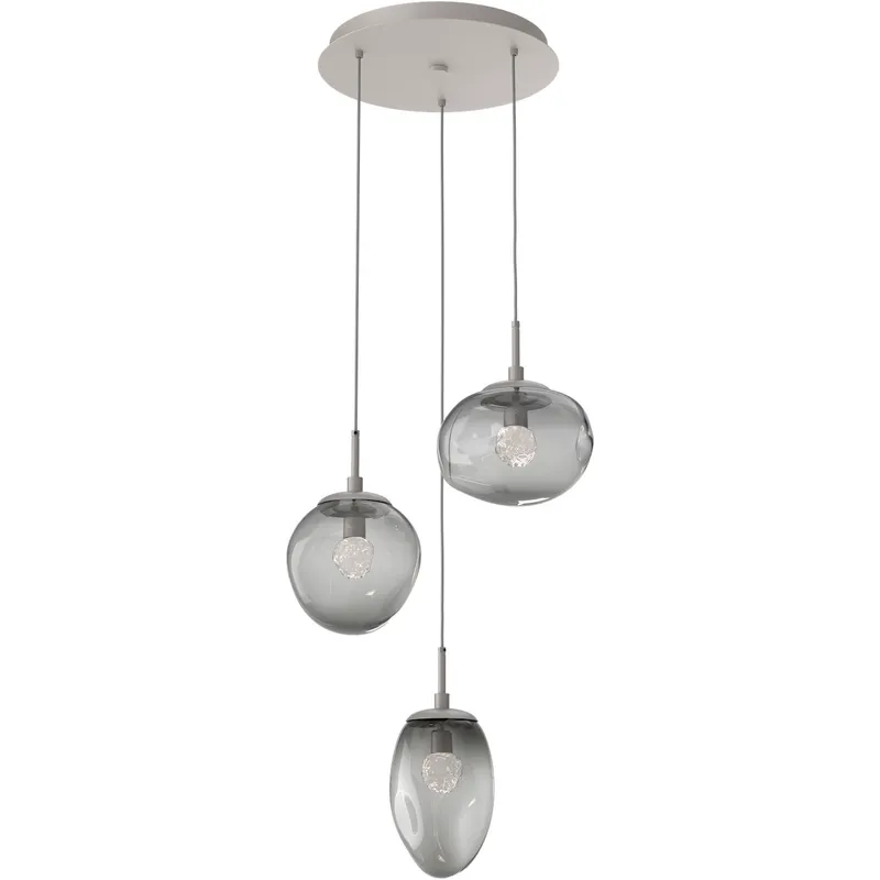 Cosmos LED LED 22.3 inch Beige Silver Chandelier Ceiling Light in Metallic Beige Silver, Clear Floret Inner with Smoke Cosmos Outer, 2700K LED, Round Multi-Port