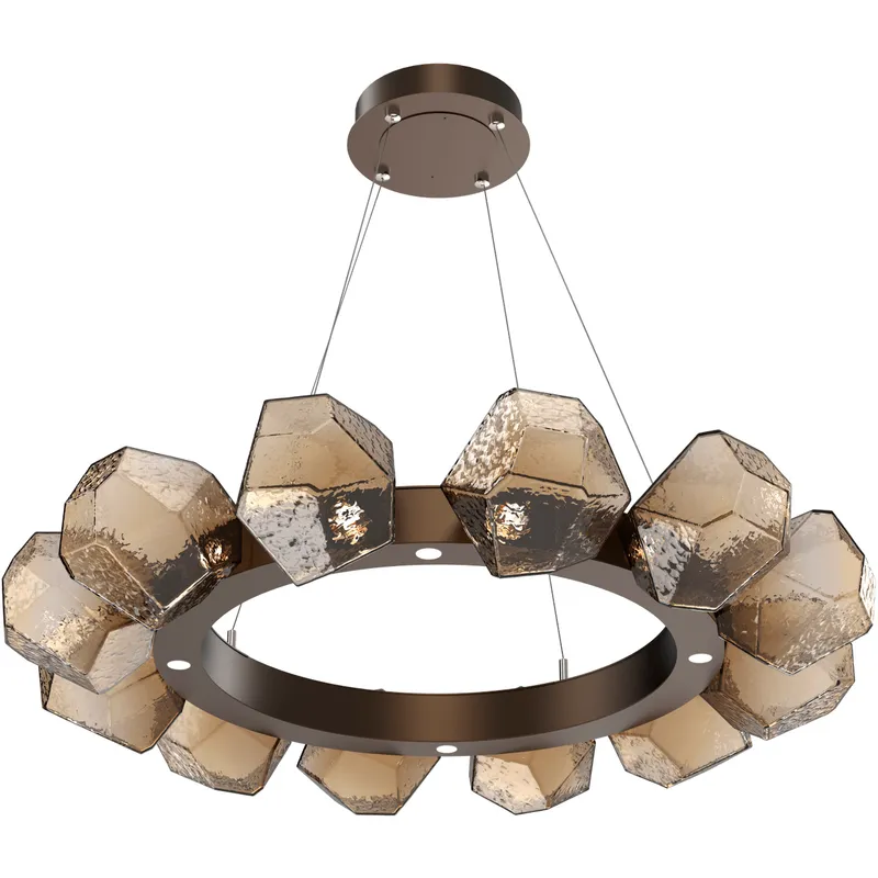 Gem LED 36 inch Flat Bronze Chandelier Ceiling Light in 2700K LED, Radial Ring