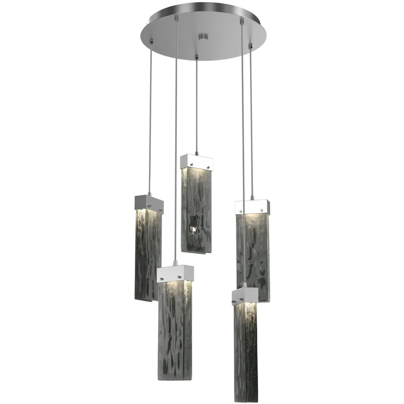 Parallel LED 18.6 inch Classic Silver Chandelier Ceiling Light in Smoke Granite, 2700K LED, Round Multi-Port