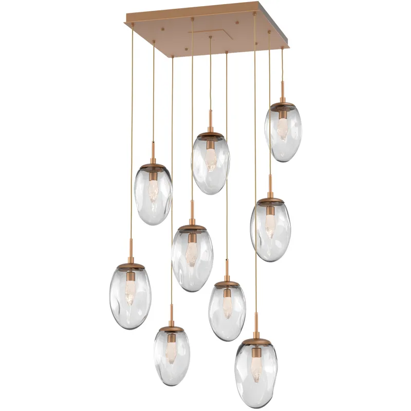 Meteo LED LED Novel Brass Chandelier Ceiling Light, Square Multi-Pendant