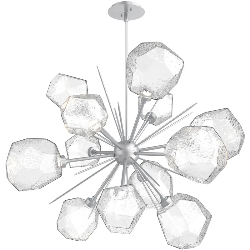 Gem LED 38.4 inch Classic Silver Chandelier Ceiling Light in 3000K LED, Clear, Starburst