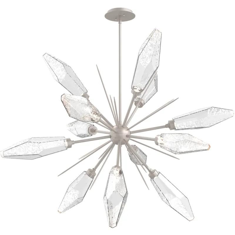 Rock Crystal LED 38.1 inch Beige Silver Chandelier Ceiling Light in Metallic Beige Silver, Chilled Clear, 2700K LED, Starburst
