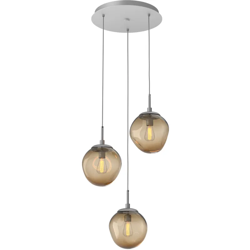 Aster Incandescent 3 Light Classic Silver Chandelier Ceiling Light, Round Multi-Pendant