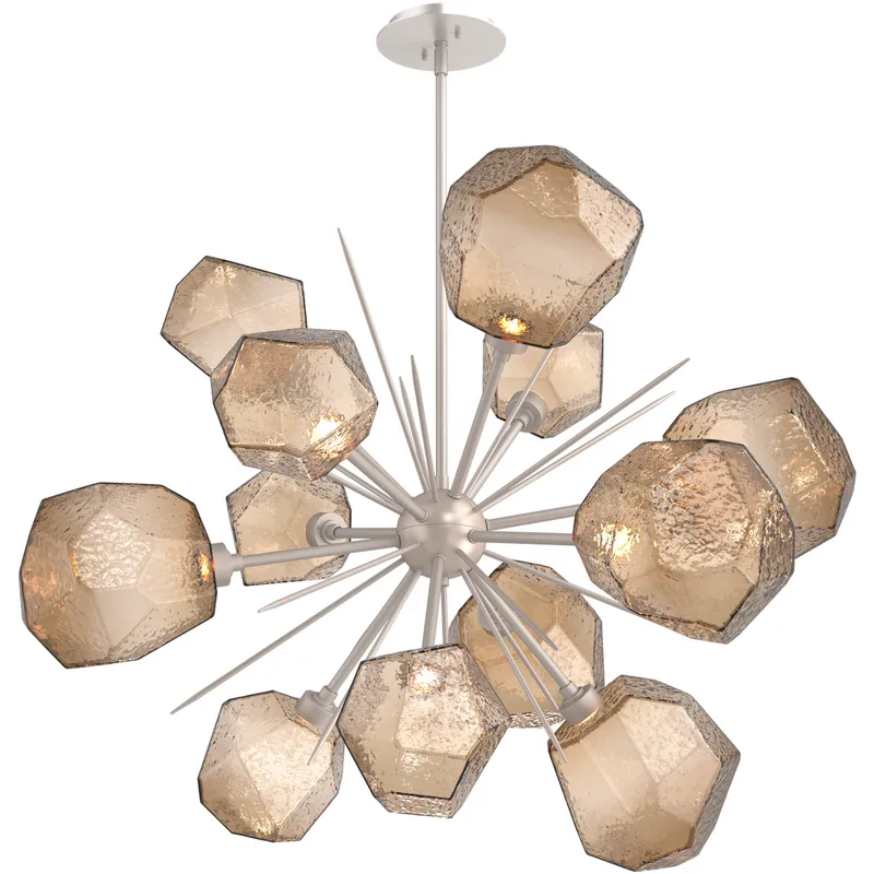 Gem LED 38.4 inch Beige Silver Chandelier Ceiling Light in 3000K LED, Metallic Beige Silver, Bronze, Starburst