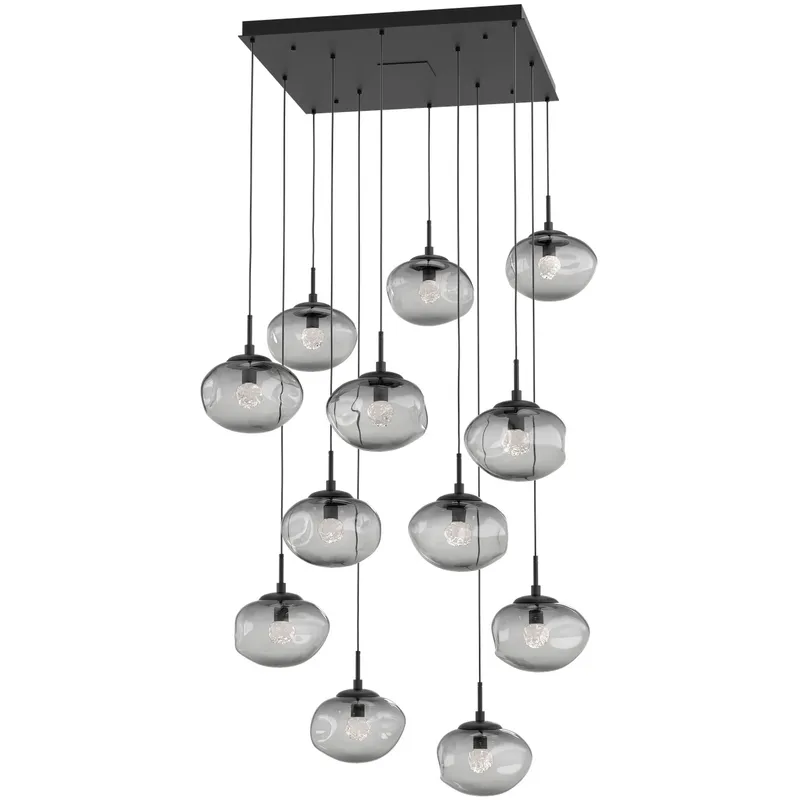 Nova LED LED Matte Black Chandelier Ceiling Light, Square Multi-Port