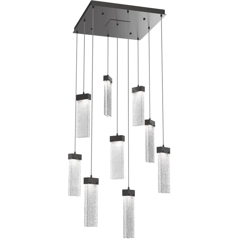Parallel LED 26 inch Graphite Chandelier Ceiling Light in 3000K LED, Clear Rimelight, Square Multi-Port