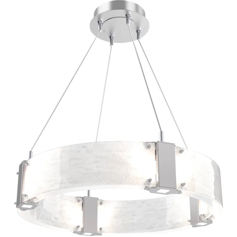 Parallel LED 23.9 inch Classic Silver Chandelier Ceiling Light in 3000K LED, Clear Granite, Ring