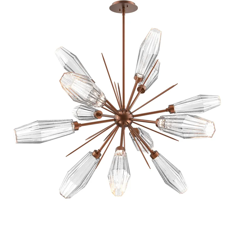 Aalto LED 37.7 inch Burnished Bronze Chandelier Ceiling Light in 3000K LED, Optic Rib Clear, Starburst