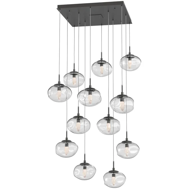 Nova LED LED Graphite Chandelier Ceiling Light, Square Multi-Port
