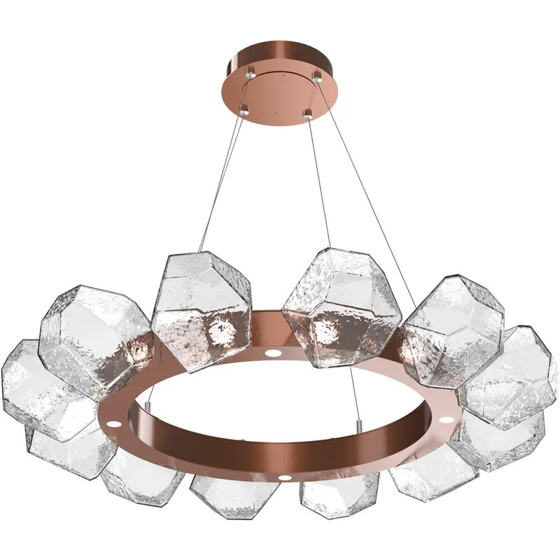 Gem LED 36 inch Burnished Bronze Chandelier Ceiling Light in 3000K LED, Clear, Radial Ring