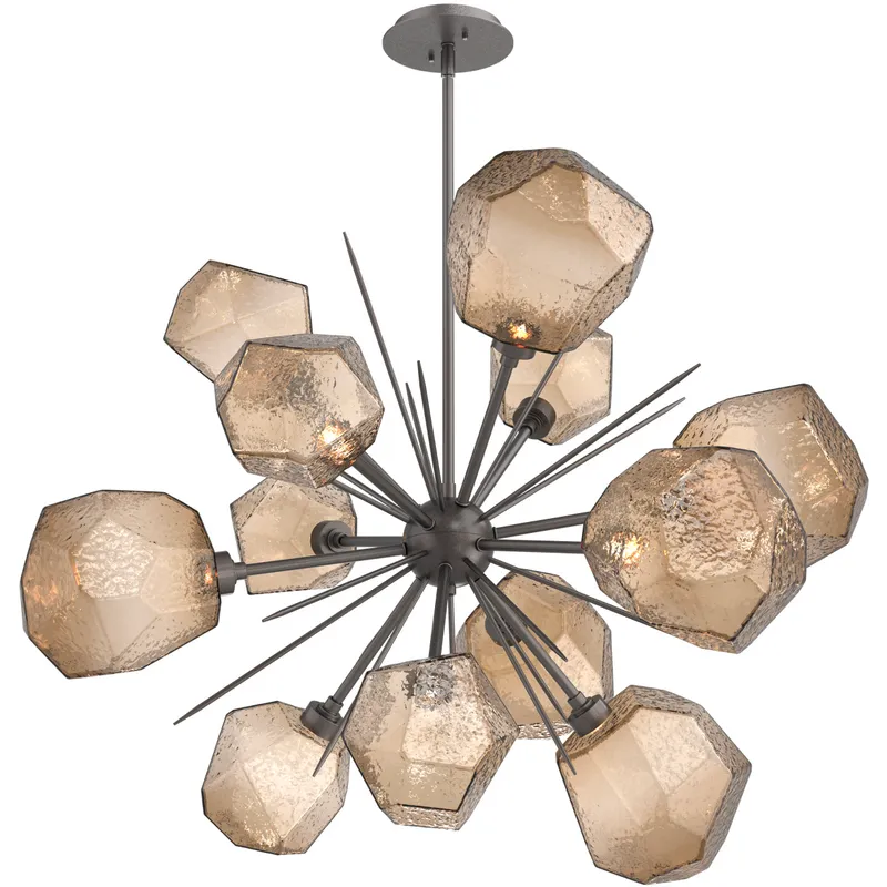 Gem LED 38.4 inch Graphite Chandelier Ceiling Light in 3000K LED, Bronze, Starburst