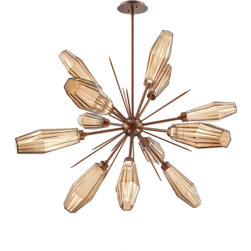 Aalto LED 37.7 inch Burnished Bronze Chandelier Ceiling Light in 3000K LED, Optic Rib Bronze, Starburst