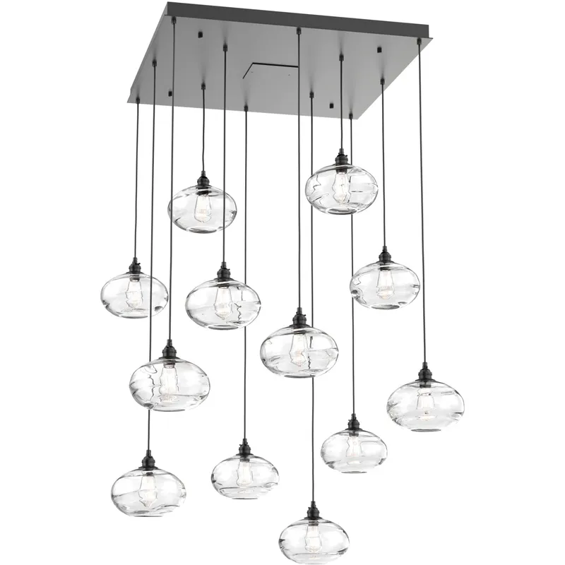 Coppa 12 Light Matte Black Chandelier Ceiling Light, Square Multi-Port