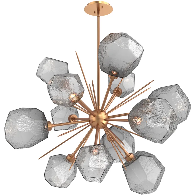 Gem LED 38.4 inch Novel Brass Chandelier Ceiling Light in Smoke, 2700K LED, Starburst