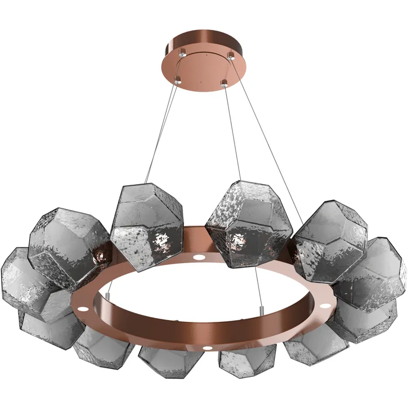 Gem LED 36 inch Burnished Bronze Chandelier Ceiling Light in 3000K LED, Smoke, Radial Ring