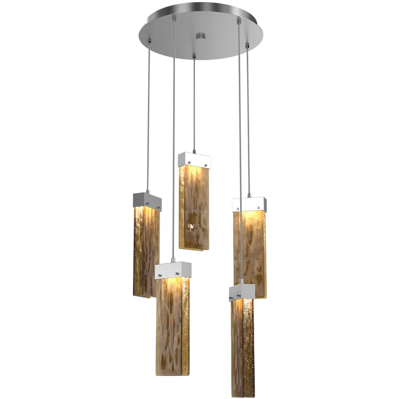 Parallel LED 18.6 inch Classic Silver Chandelier Ceiling Light in 3000K LED, Bronze Granite, Round Multi-Port