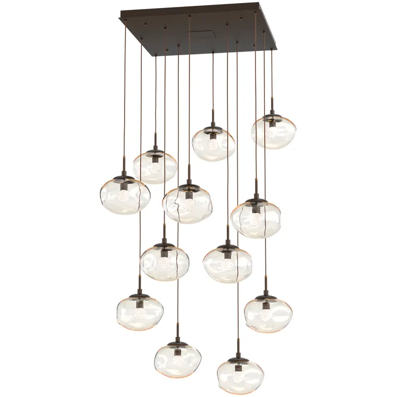 Nova LED LED Flat Bronze Chandelier Ceiling Light, Square Multi-Port
