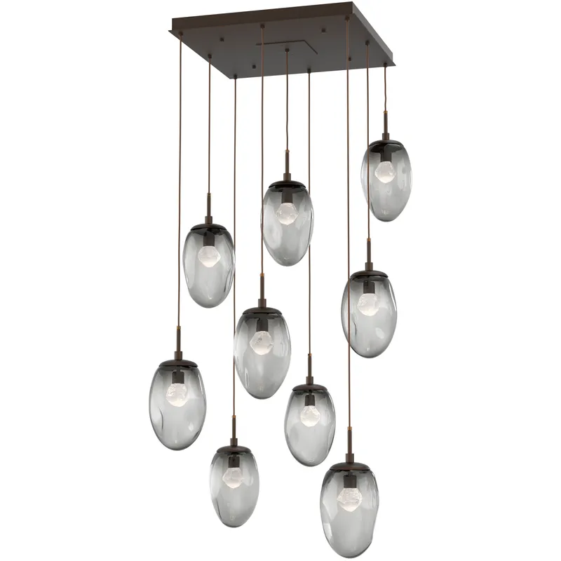 Meteo LED LED Flat Bronze Chandelier Ceiling Light, Square Multi-Port