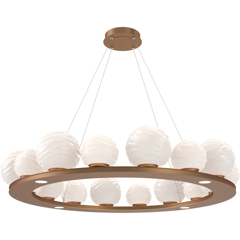 Gaia LED Novel Brass Multi-Pendant Ceiling Light in 3000K LED, Opal White
