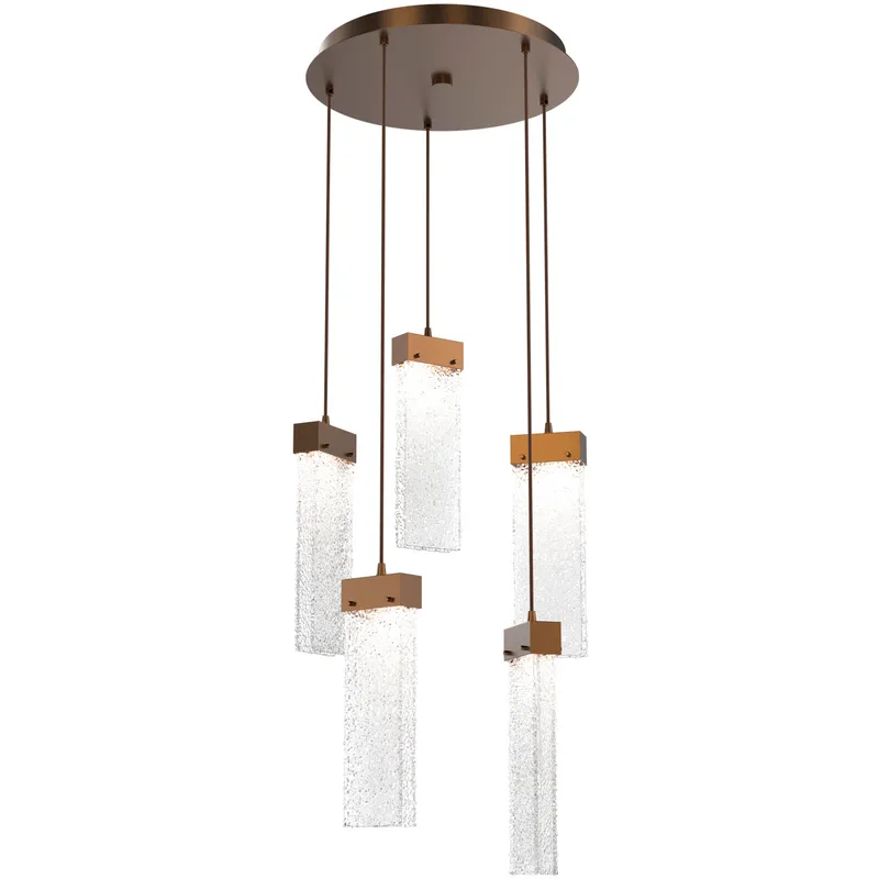 Parallel LED 18.6 inch Flat Bronze Chandelier Ceiling Light in Clear Rimelight, 2700K LED, Round Multi-Port
