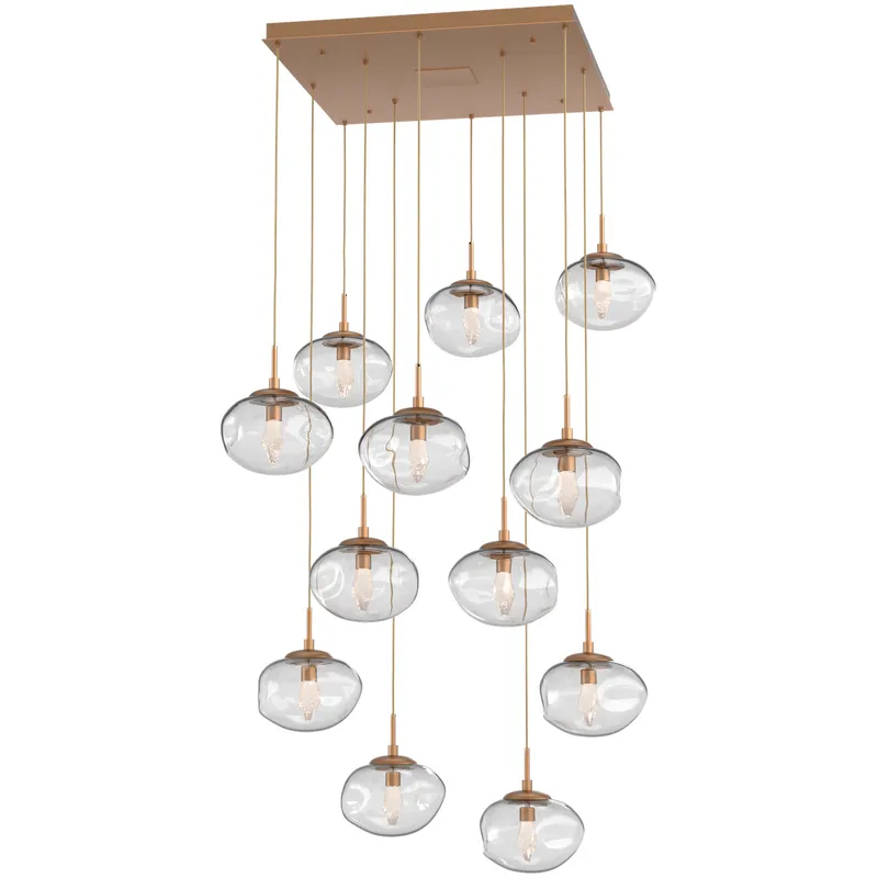 Nova LED LED Novel Brass Chandelier Ceiling Light, Square Multi-Pendant